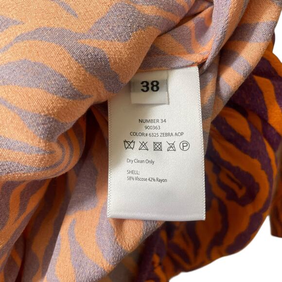 ROTATE Birger Christensen Zebra Print Wrap Mini Dress V Cut Tie Waist SZ 38 - Picture 8 of 8